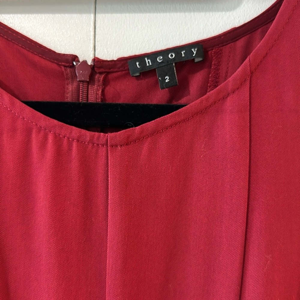 Theory Tilfi Crew Neck Dress in Flame Red - Picture 6 of 8